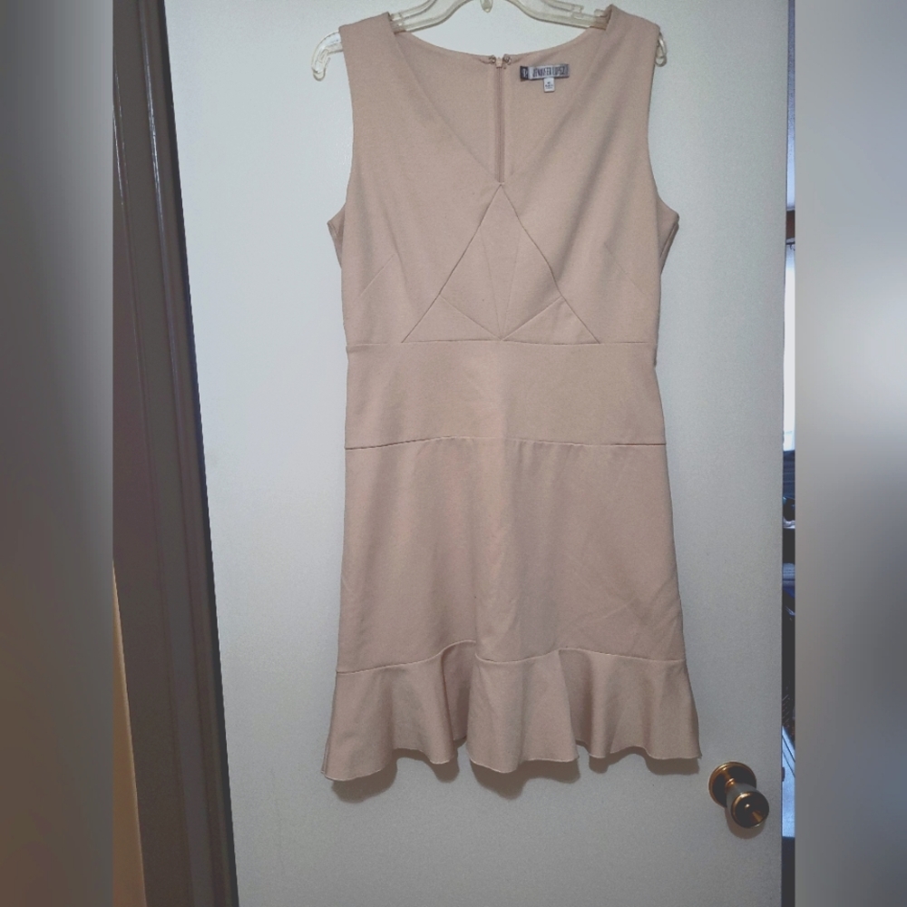 JLO dress, size 12, peach color, trumpet flare.